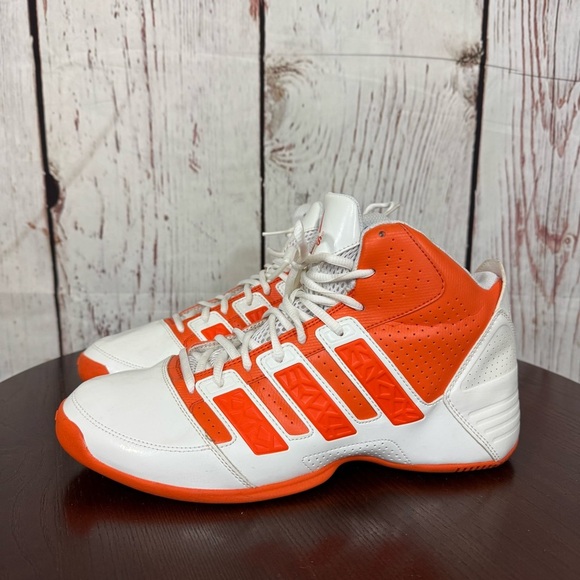 Adidas Orange and White Men’s Basketball Hi-top Sneakers with Breathable Mesh 10 - Picture 3 of 16